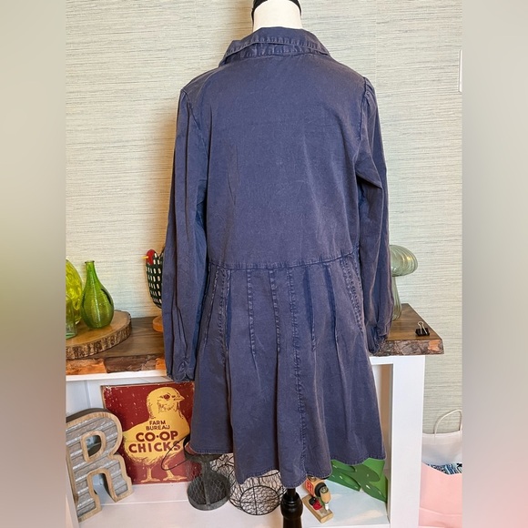 Free People Marvelous Mia Solid Mini Dress Buttondown Babydoll Long Sleeve Small - Picture 6 of 10